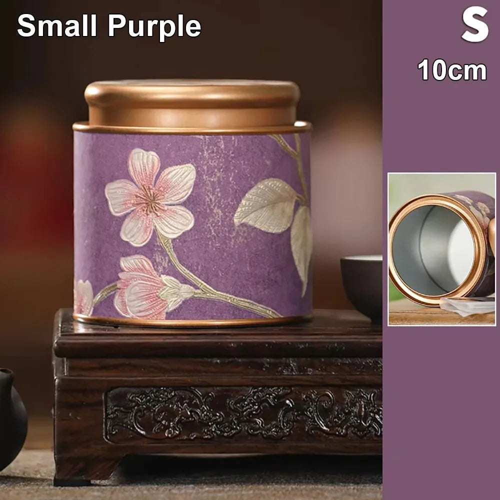 Tinplate Tea Storage Tin Can – Airtight Sealed Jar 10 & 19cm Tea Storage Tin Axl Small Purple
