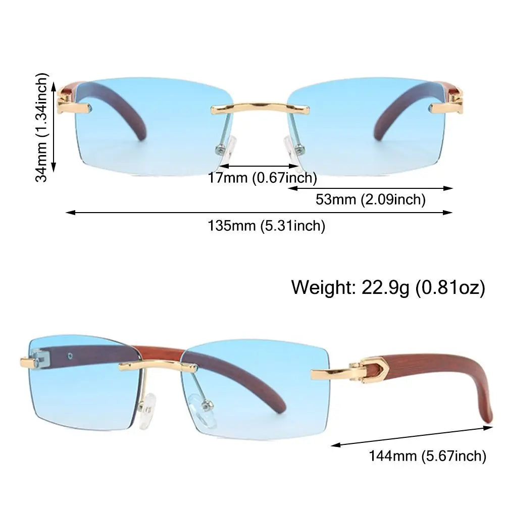 Rimless Rectangle Sunglasses UV400 Frameless Gradient Shades Frameless Sunglasses Axl
