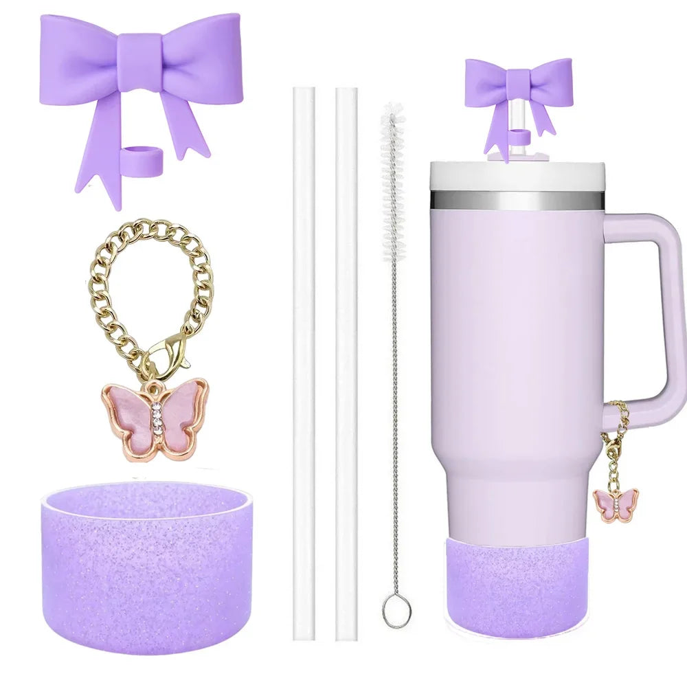 6-Piece Stanley Cup Accessories Set – Straw Covers & Charm Tumbler Accessories Set Axl Purple