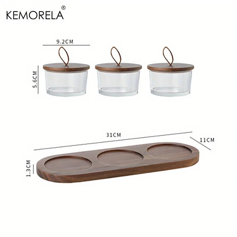 Retro Glass Serving Tray with Lid – 3/4 Grid Compartments | KEMORELA Glass Serving Tray Axl 3 grids