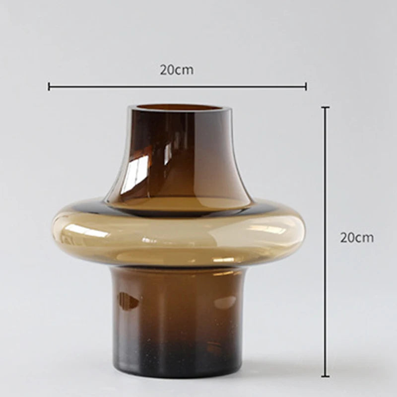 Nordic Minimalist Glass Vase – Modern Tabletop Flower Bottle Decorative Glass Vase Axl Short
