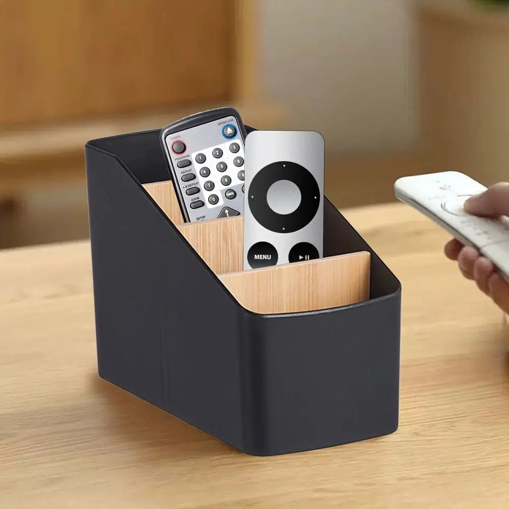 Wood Remote Control Organizer – Multipurpose Desktop Storage Box Desktop Storage Organizer Axl