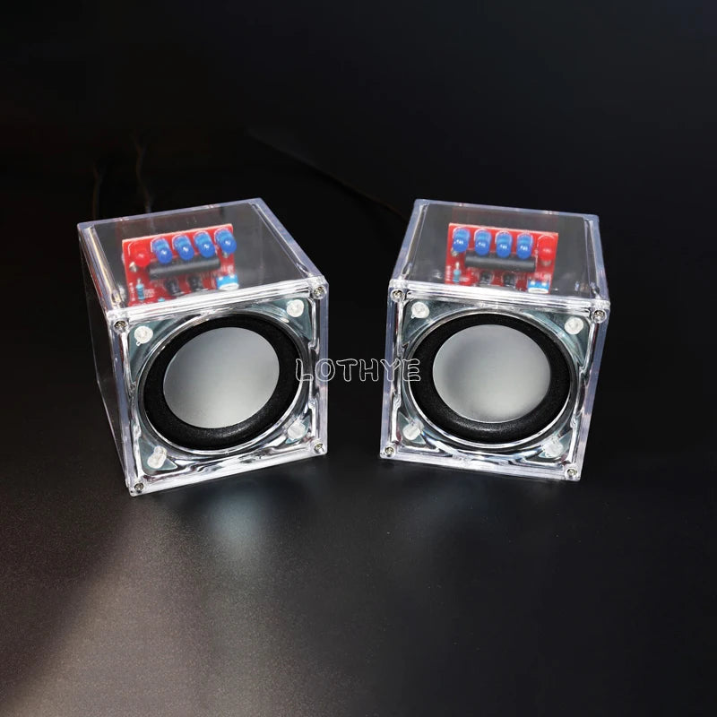 DIY Mini Speaker Kit – Dual Channel 3W Transparent Audio Build Electronics DIY Kit Axl