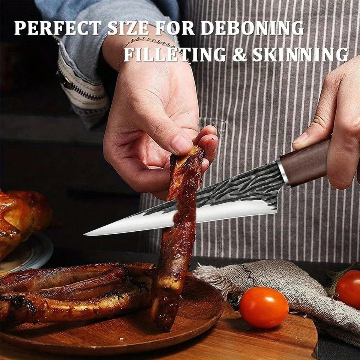PLYS Forged Stainless Steel Boning & Slicing Knife – Wood Handle Boning Knife Axl