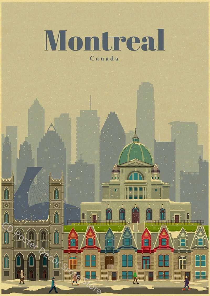 World Cities Retro Travel Poster – Rome Paris Sydney Dubai Art Travel Wall Poster Axl 28 A3 16.5x11.8inch