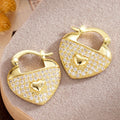 Huitan Gold Heart Cubic Zirconia Drop Earrings | Wedding Jewelry Drop Earrings Axl E4481