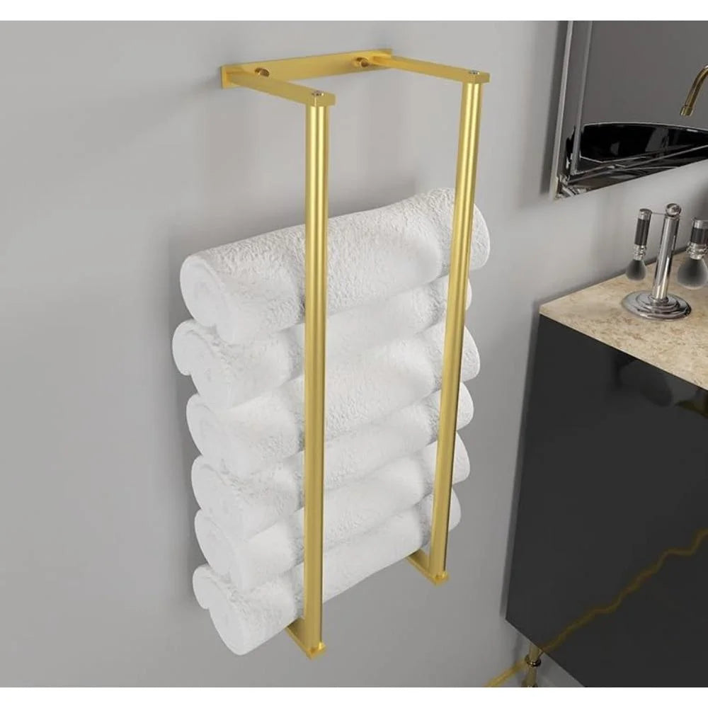 Wall-Mounted Stainless Steel Towel Rack for Rolled Towels Wall Towel Rack Axl Gold