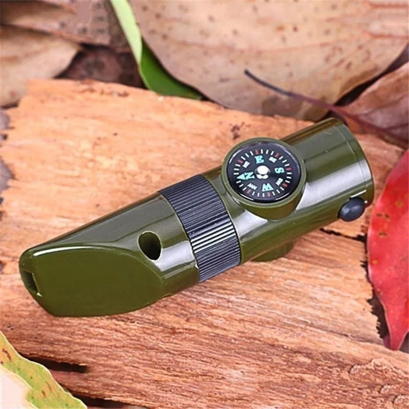 7-in-1 Survival Whistle Compass Thermometer LED – Camping Tool Survival Multi-Tool Axl