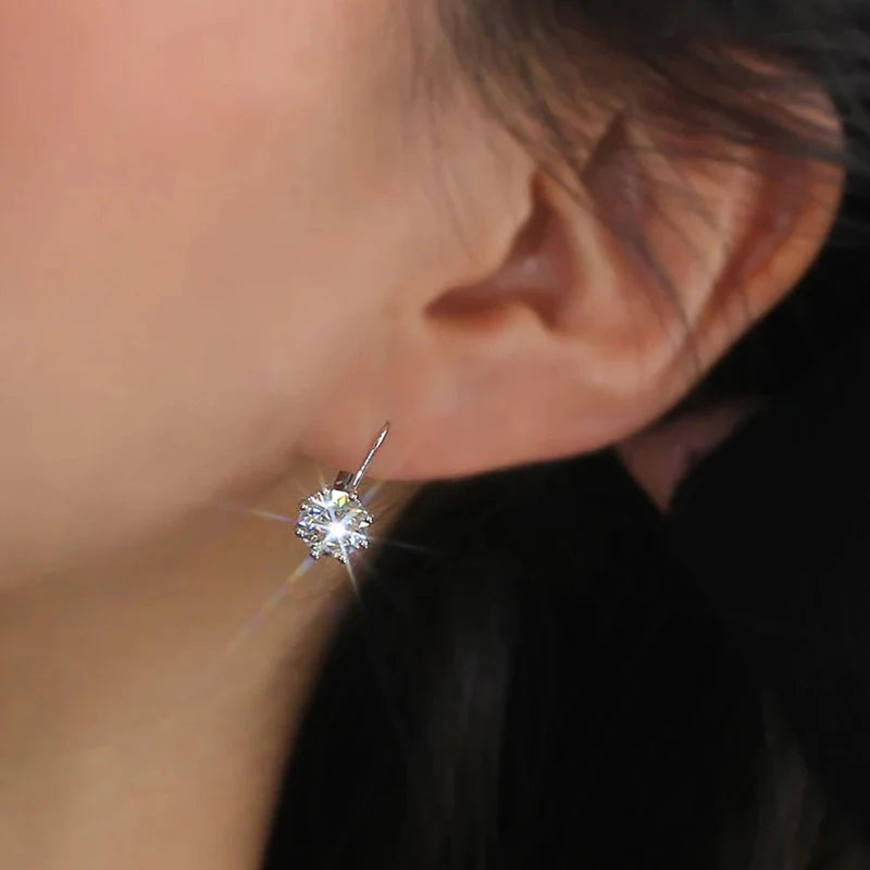 Huitan 6-Claw Cubic Zirconia Drop Earrings | Silver Women's Gift Drop Earrings Axl