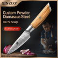 XINZUO 3.5" Damascus Steel Paring Knife – VG10 Core, Olive Wood Damascus Paring Knife Axl 3.5 inch