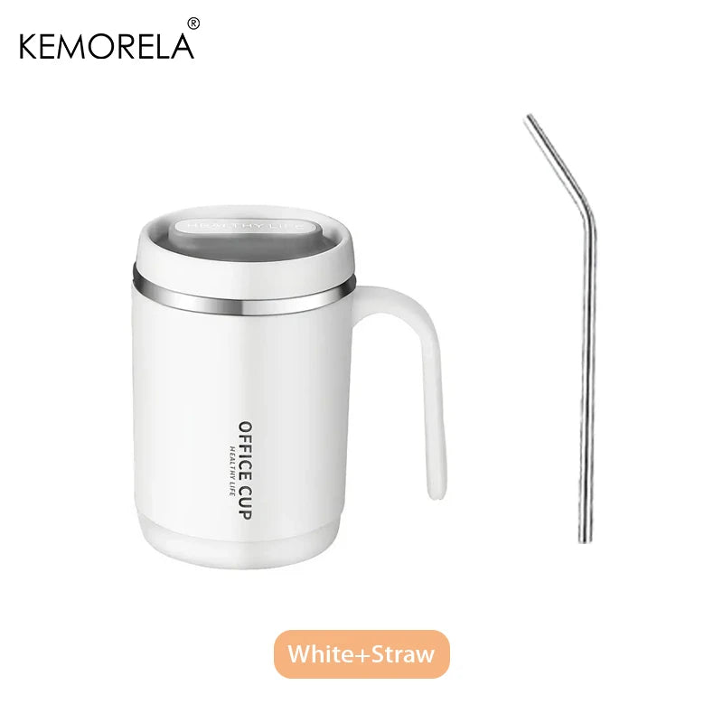 KEMORELA 17oz Insulated Stainless Steel Tumbler | Lid & Straw Insulated Tumbler Axl White withStraw 500ml