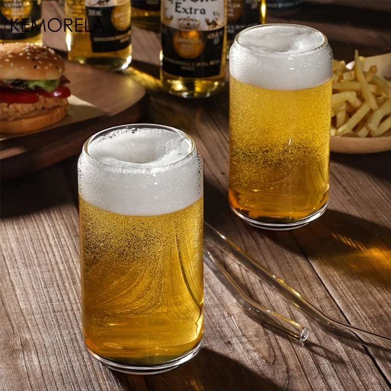 Can-Shaped Glass Cups Set with Glass Straws | KEMORELA Glass Drinkware Set Axl