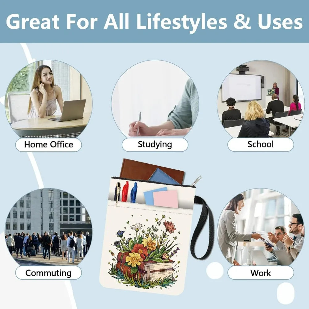 Floral Book Sleeve – Washable Cloth Cover with Zipper Pocket Book Sleeve Cover Axl