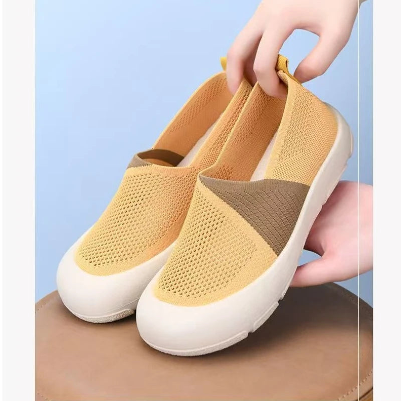 YBQJOO Women's Breathable Dual-Tone Mesh Flat Shoes Women's Flat Shoes Axl