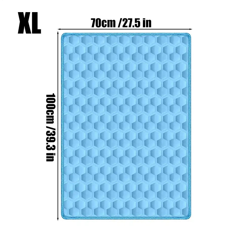 Pet Cooling Mat for Dogs & Cats – Ice Silk Summer Sleep Pad Pet Cooling Mat Axl Blue XL