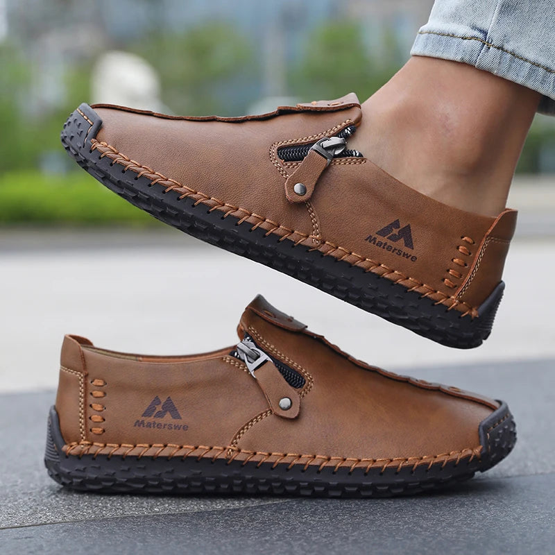 ZULIWAGN Women's Faux Leather Slip-On Loafers | Plus Size Flats Women's Slip-On Loafers Axl Brown 42