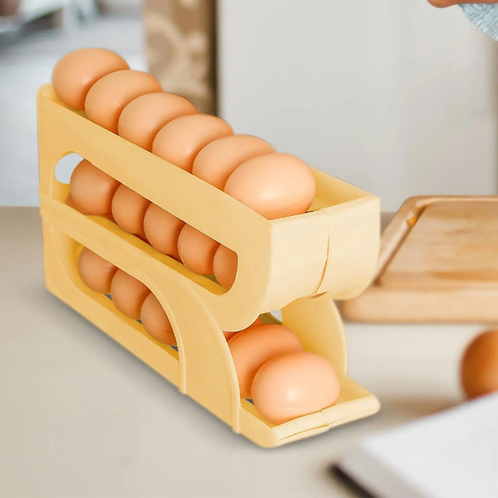 Automatic Rolling Egg Holder for Fridge – 3-Tier Rack Organizer Egg Storage Rack Axl