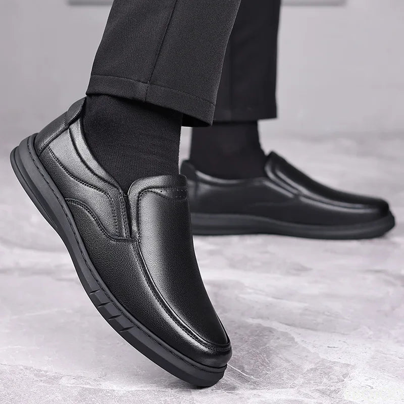 Men's Leather Slip-On Loafers – Breathable Soft Sole Shoes Men's Leather Loafers Axl black 38