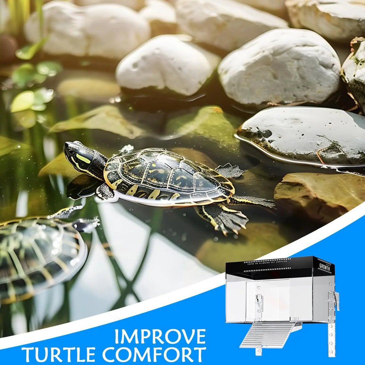 Turtle Tank Basking Dock with Anti-Slip Ramp | Reptile Habitat Reptile Basking Dock Axl