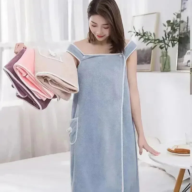 Women's Wearable Bath Towel Wrap – Fast Drying Spa & Gym Robe Wearable Bath Towel Axl