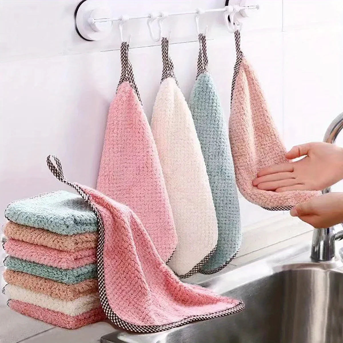 10-Pack Coral Velvet Dish Cloths – Soft, Absorbent & Reusable Dish Cleaning Cloths Axl