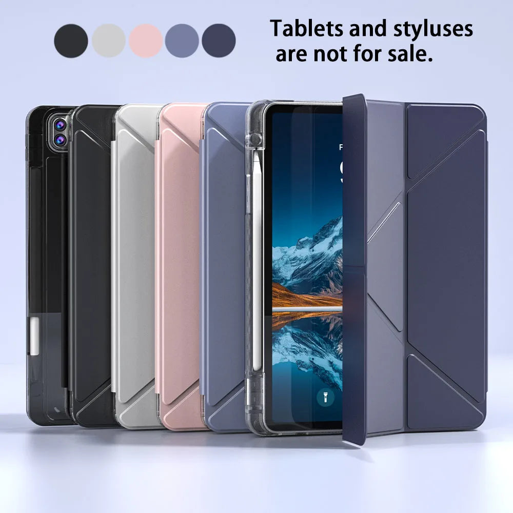 Transparent Acrylic iPad Case – Y-Fold Kickstand & Pencil Slot Tablet Protective Case Axl