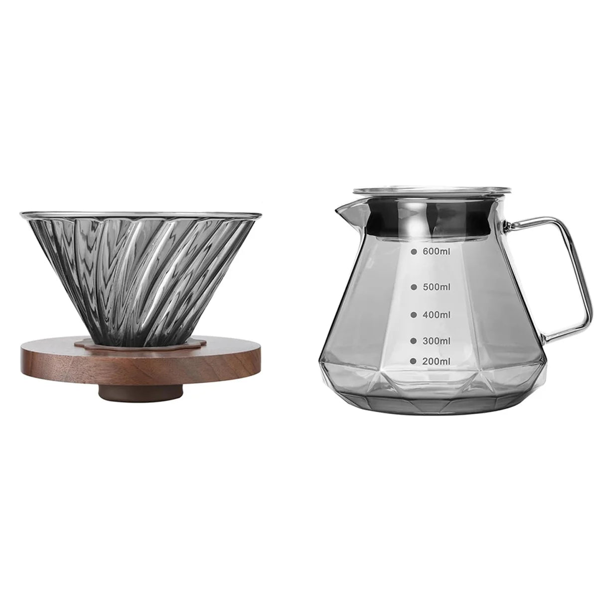 Leeseph Pour Over Coffee Maker – Walnut Handle & Glass Lid 13.5/20oz Pour Over Coffee Maker Axl 600ml