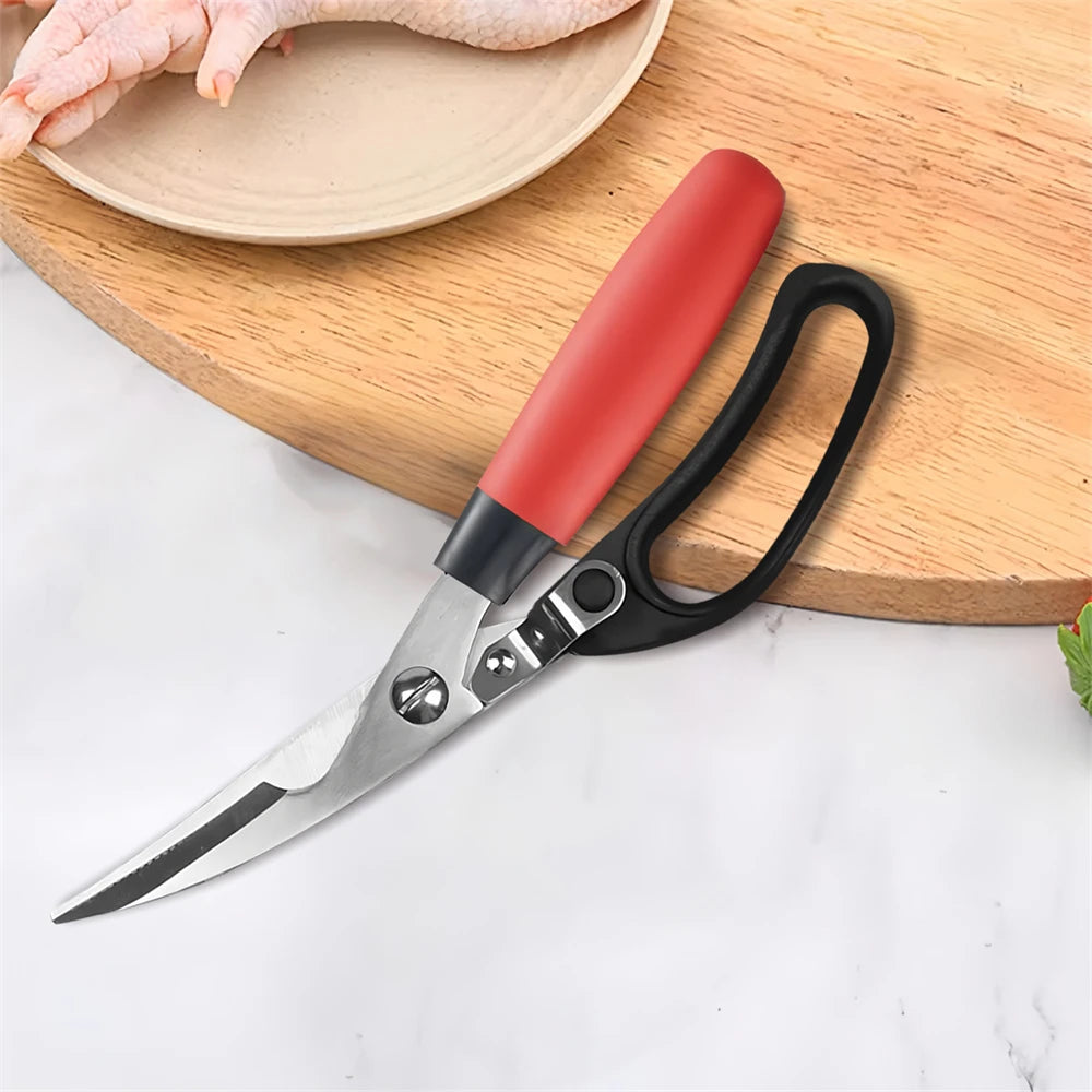 Stainless Steel Kitchen Scissors – BBQ & Food Shears Kitchen Scissors Axl Scissors-Red