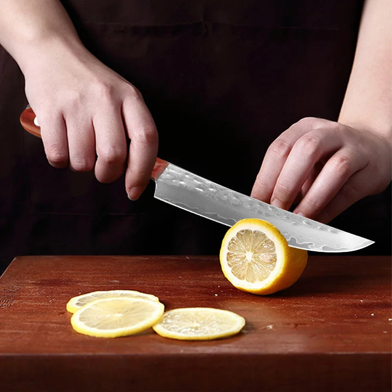 Damascus Steel Paring Knife – Wood Handle | InLeung Kitchen Damascus Kitchen Knife Axl