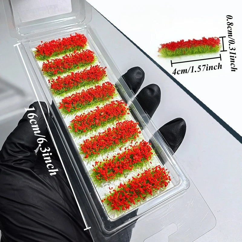 8Pcs Mini Faux Flower & Grass Clusters | Micro Landscape Decor Artificial Plant Decor Axl