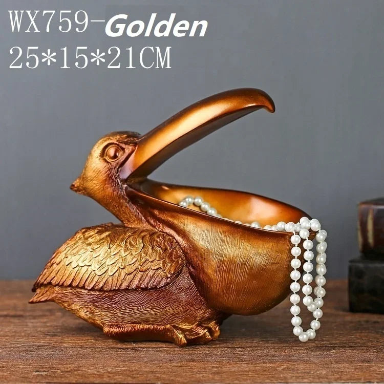 Pelican Bird Resin Desk Organizer | Novelty Home Storage Novelty Desk Organizer Axl Gold