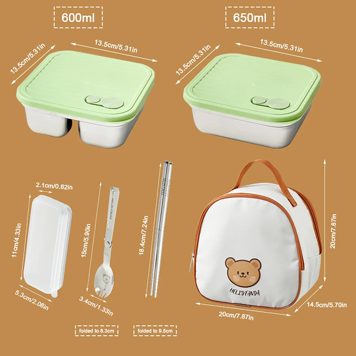 WORTHBUY 304 Stainless Steel Stackable Leak-Proof Lunch Box Stainless Steel Lunch Box Axl Green 1250ml Set