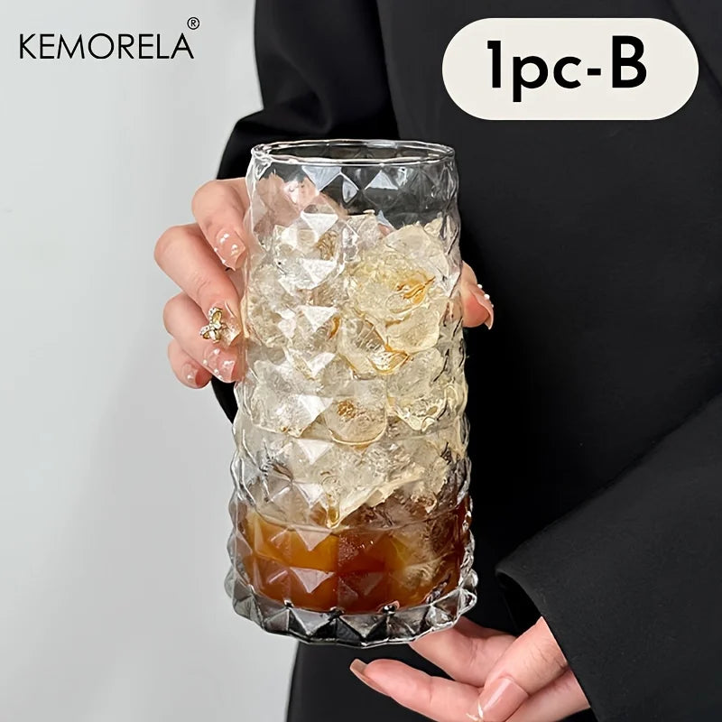 KEMORELA 500ml Diamond Glass Cup – Coffee, Whisky & Drinks Glass Drinkware Axl B 401-500ml