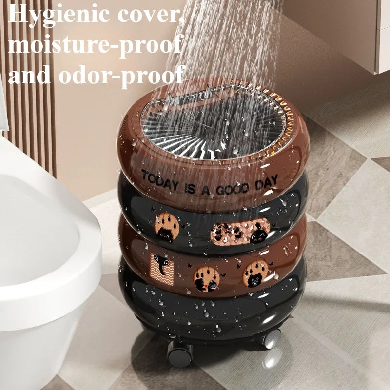 High-Capacity Press-Top Trash Can with Cover | Kitchen & Bathroom Trash Can Axl