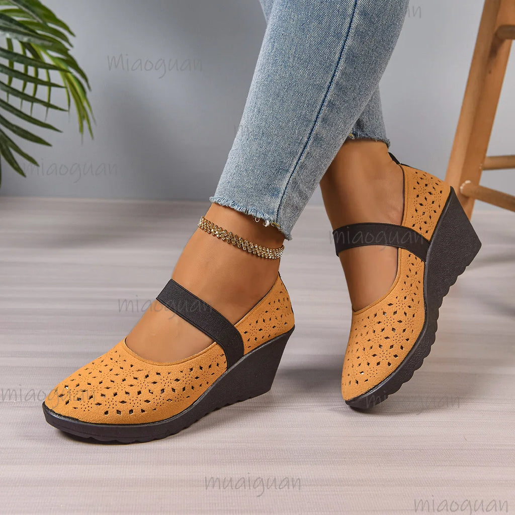 Women's Wedge Pumps – Breathable Mesh Slip-On High Heels Wedge Pumps Axl