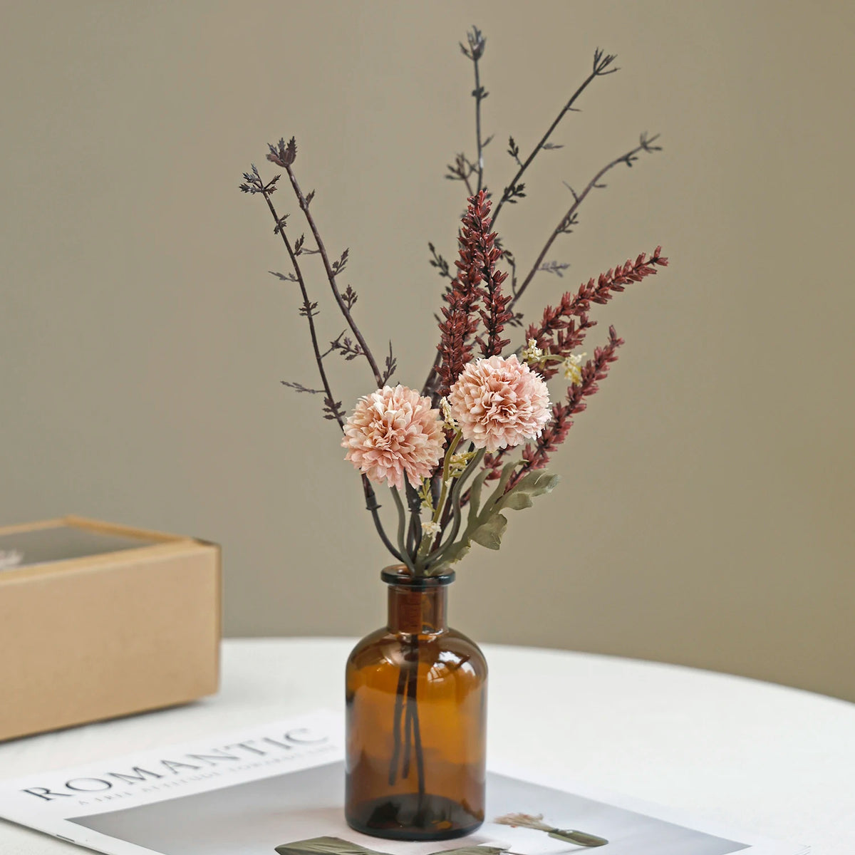 Silk Peony Artificial Flower Bouquet – Wedding & Home Decor Artificial Flower Bouquet Axl color 1 with vase 1 pc