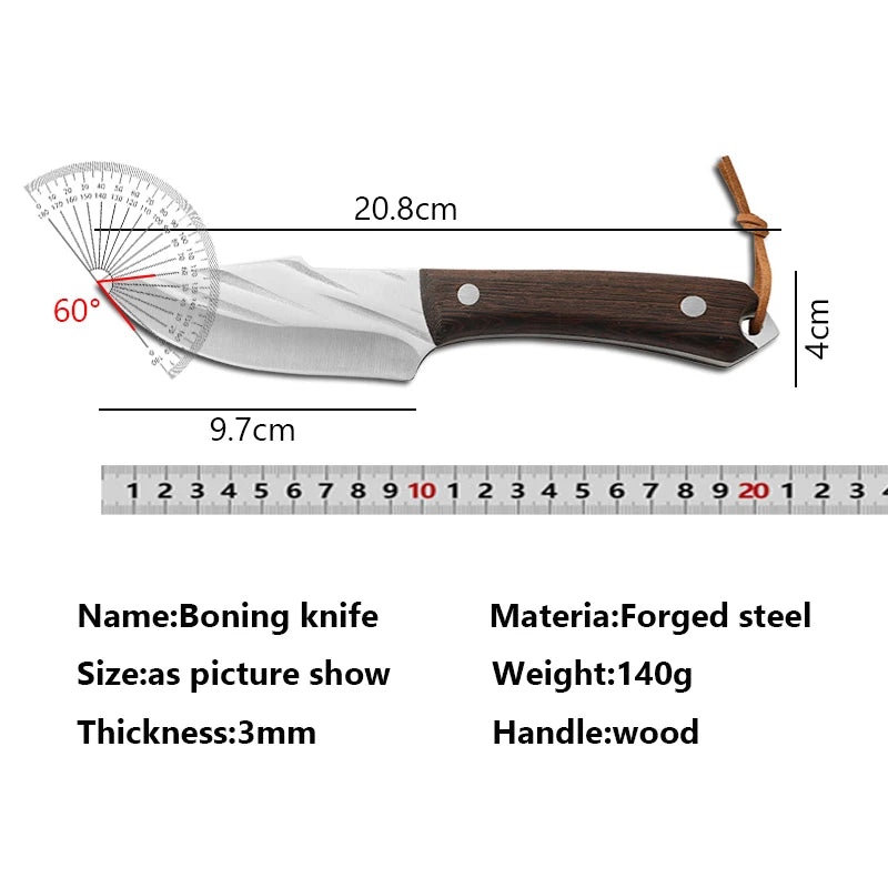 Stainless Steel Boning Knife with Sheath & Wood Handle Boning Knife Axl