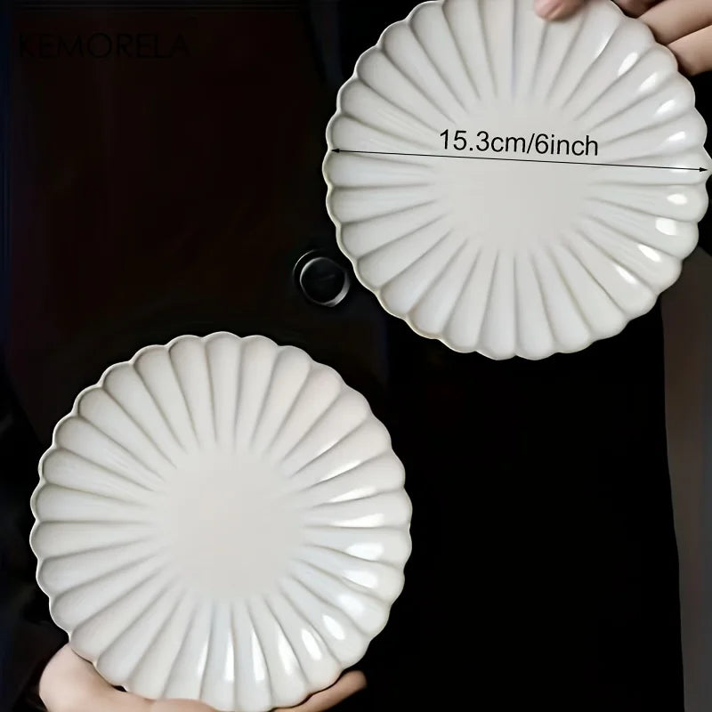 Nordic Ceramic White Glaze Dinner Plates & Bowls Set | KEMORELA Ceramic Tableware Set Axl 2PCS