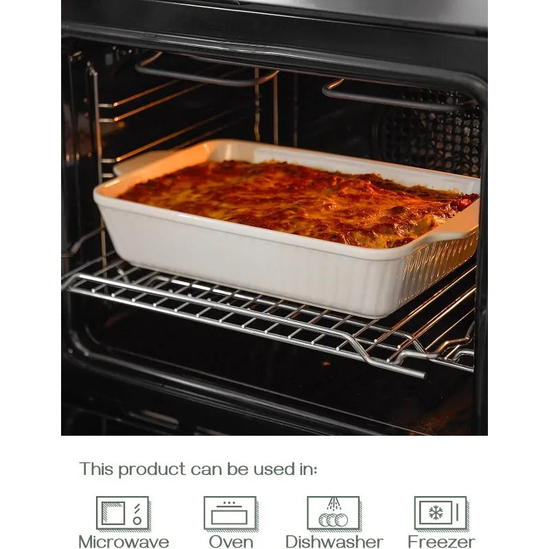 KEMORELA Ceramic Baking Dish – 3 Sizes, Handles, Oven Safe Ceramic Baking Dish Axl