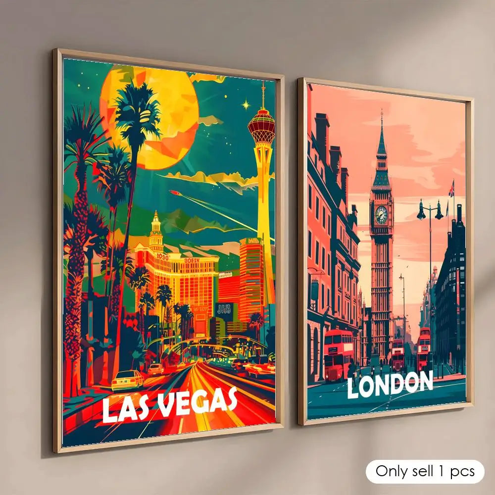 Famous City Scenery Minimalist Wall Art Poster Stickers Wall Art Sticker Axl