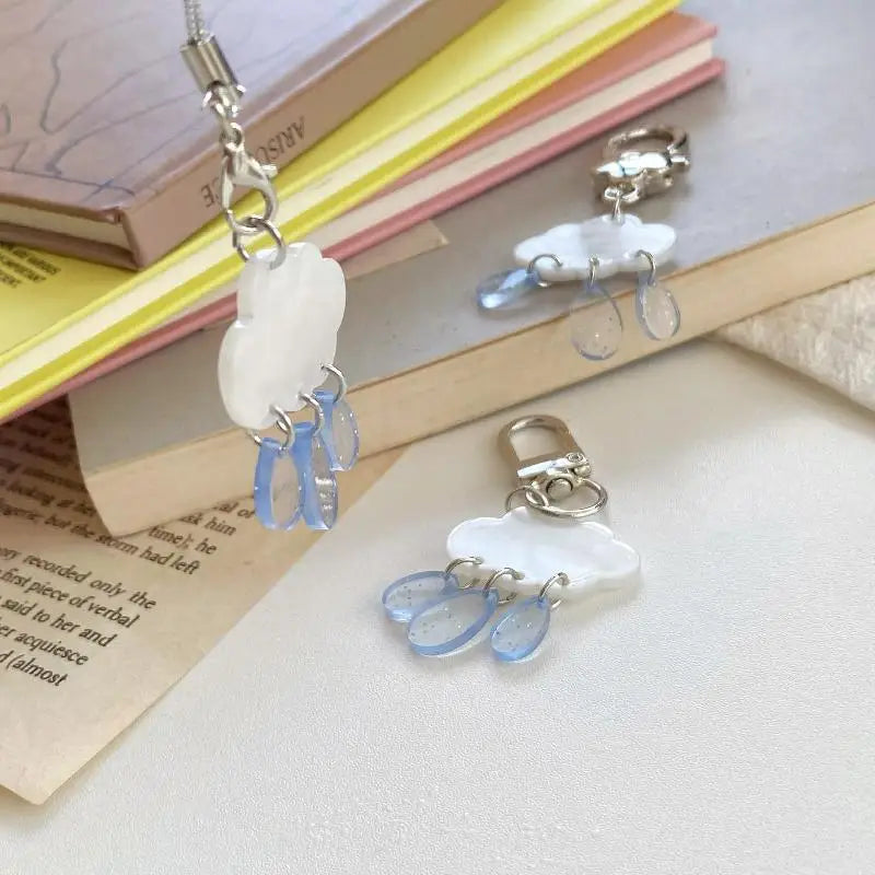 Cute Cloud Raindrop Keychain – Phone Lanyard & Bag Charm Novelty Keychain Axl