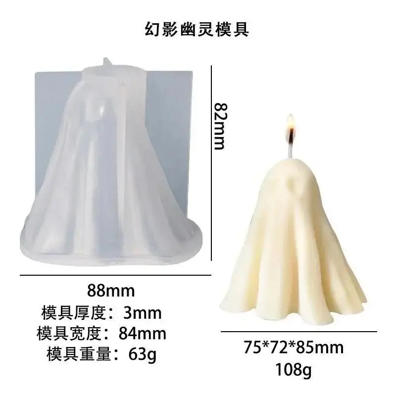 Halloween Ghost Silicone Candle Mold – DIY Cloak Ghost Design Silicone Candle Mold Axl B
