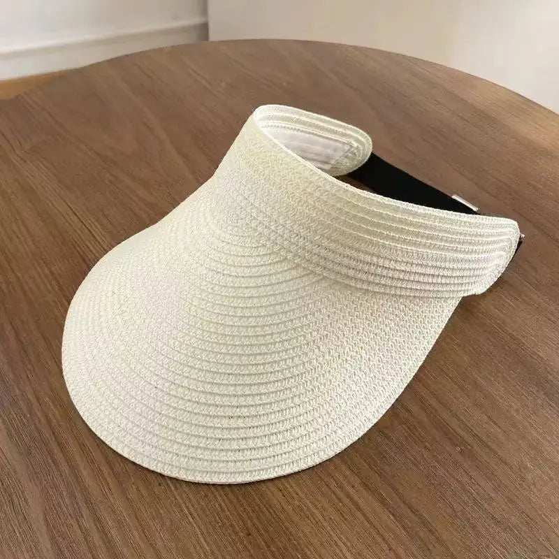 Women's Foldable Wide Brim Straw Sun Hat | UV Beach Travel Straw Sun Hat Axl white-1pc
