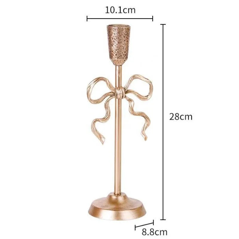 Vintage Iron Candlestick Holder – Elegant Gold & Pink Home Decor Candle Holder Axl Gold-Large