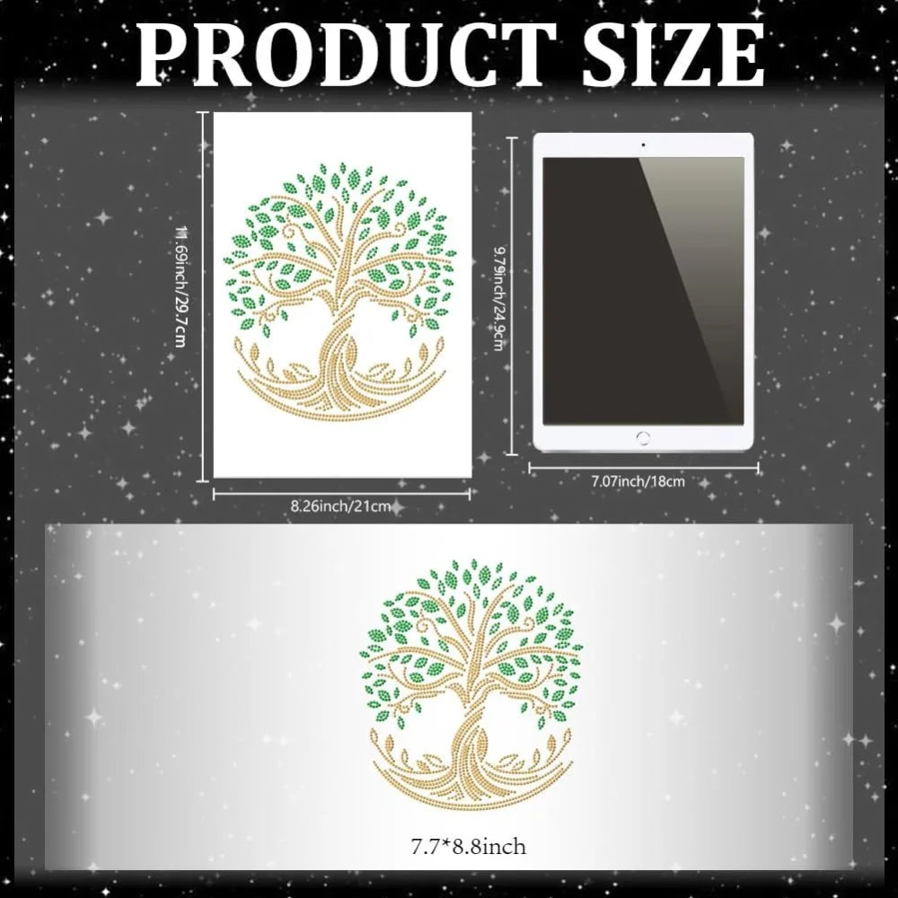 Tree of Life Glass Rhinestone Iron-On Applique Patch 11.7x8.3" Iron-On Applique Patch Axl