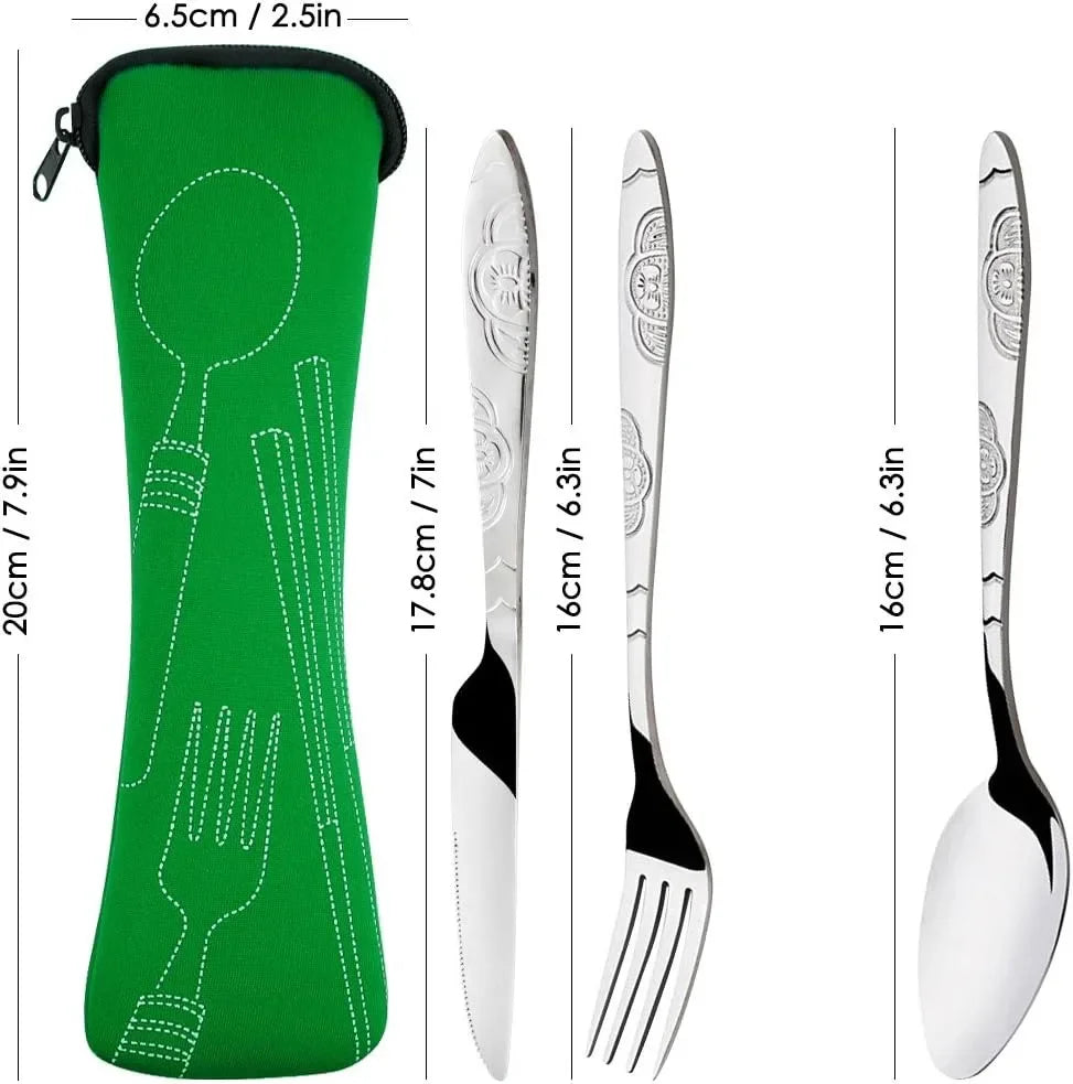 Stainless Steel Travel Cutlery Set – Fork, Spoon & Knife Kit Travel Cutlery Set Axl