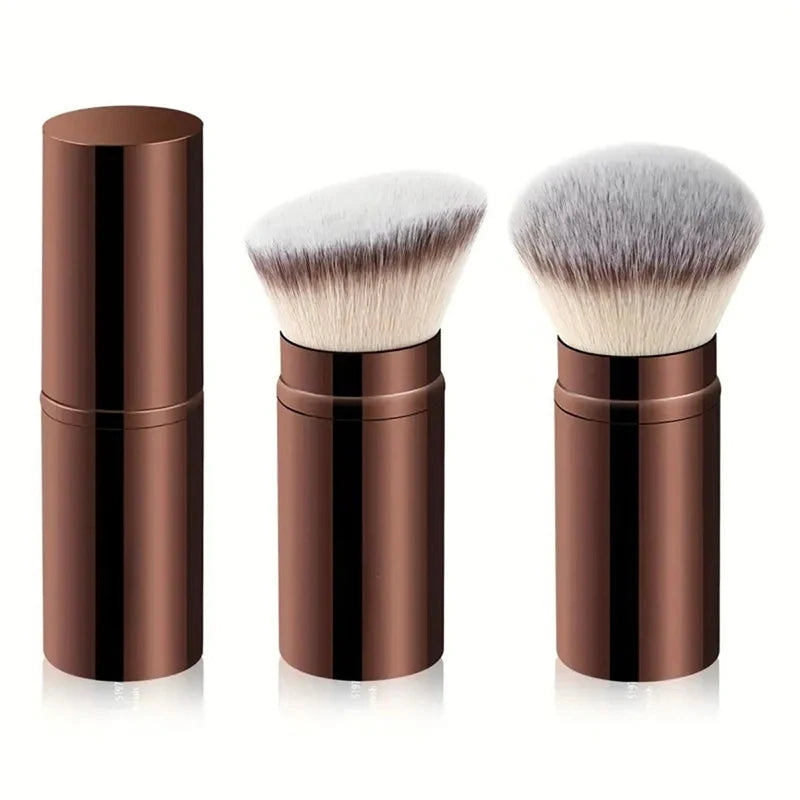 Retractable Makeup Brush – Foundation, Powder & Blush Travel Makeup Brush Set Axl C Brown