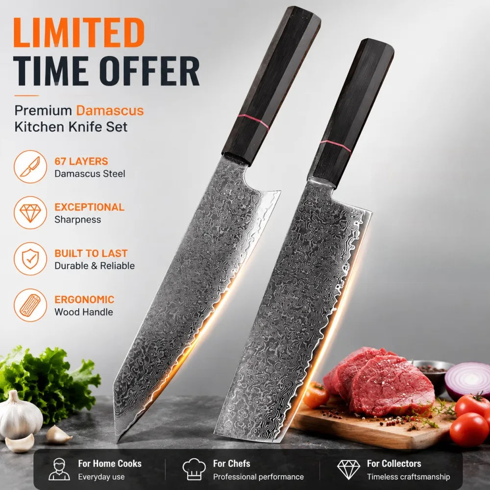 PLYS Damascus Steel Chef Knife VG10 Japanese Kitchen Knife Damascus Chef Knife Axl