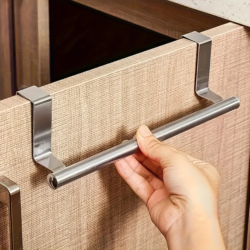 Punch-Free Door Hanging Towel Bar | Stainless Steel Rack Door Towel Rack Axl Silver M-1Pcs XL