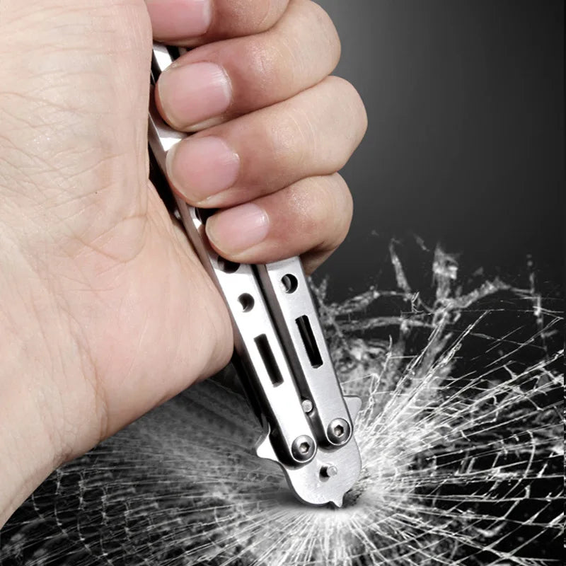 YRIDEFE Foldable Butterfly Practice Knife – Tire & Rock Tool Folding Practice Knife Axl